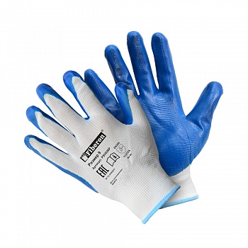 Перчатки "Антискользящие: МЕХАНИК", полиэстер, нитриловое покрытие, без и/у, 9(L), Fiberon